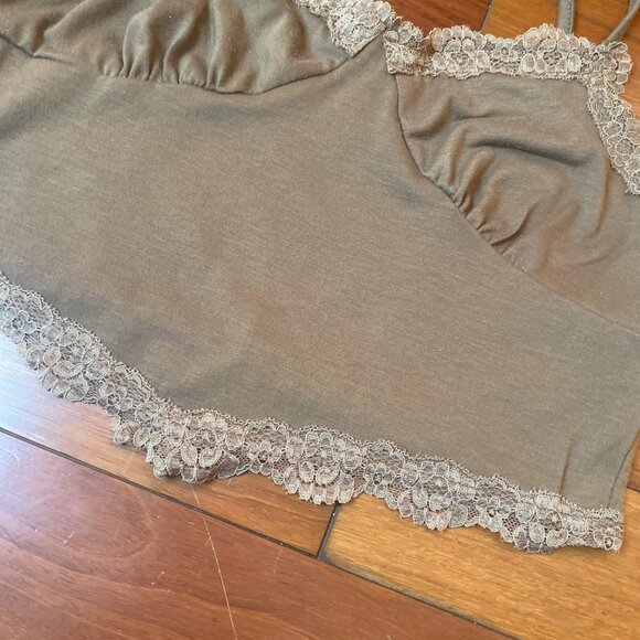 Brown Lace Boho Tank Top Size Medium Cami - Picture 4 of 7